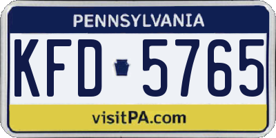PA license plate KFD5765