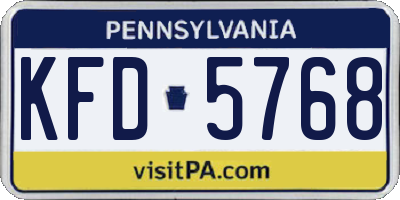 PA license plate KFD5768
