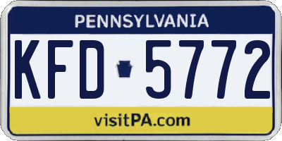 PA license plate KFD5772