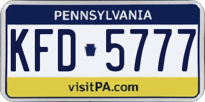 PA license plate KFD5777