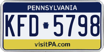 PA license plate KFD5798