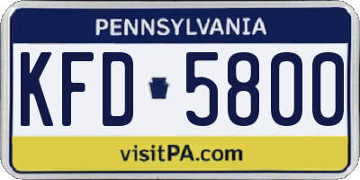 PA license plate KFD5800