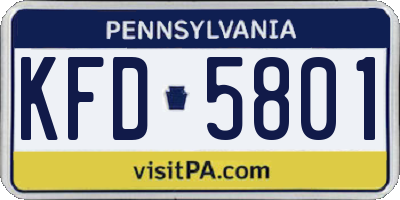 PA license plate KFD5801