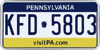 PA license plate KFD5803