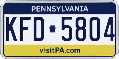 PA license plate KFD5804