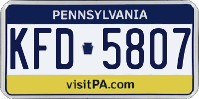 PA license plate KFD5807