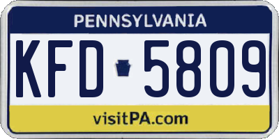 PA license plate KFD5809