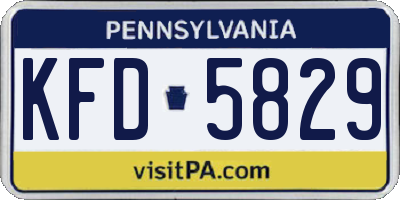 PA license plate KFD5829