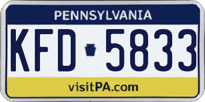 PA license plate KFD5833