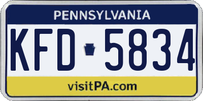 PA license plate KFD5834