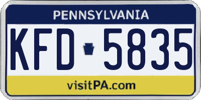 PA license plate KFD5835