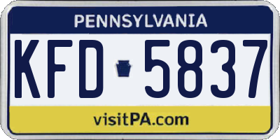PA license plate KFD5837