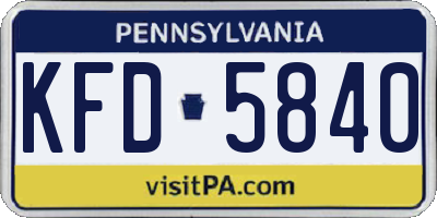 PA license plate KFD5840