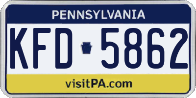 PA license plate KFD5862