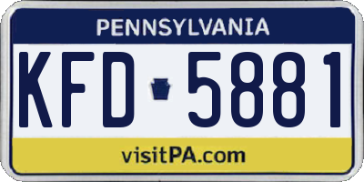 PA license plate KFD5881