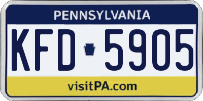 PA license plate KFD5905