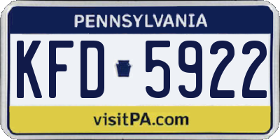 PA license plate KFD5922