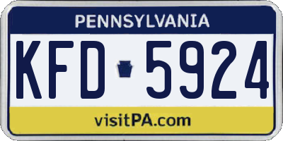 PA license plate KFD5924