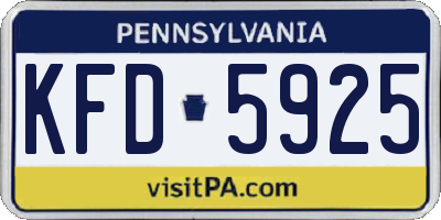 PA license plate KFD5925