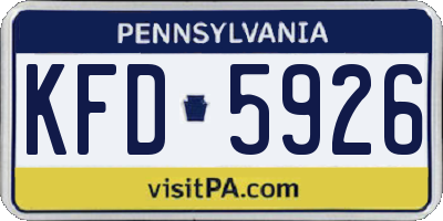 PA license plate KFD5926