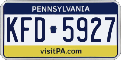 PA license plate KFD5927