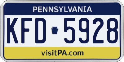 PA license plate KFD5928