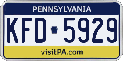 PA license plate KFD5929