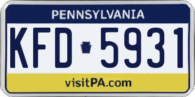 PA license plate KFD5931