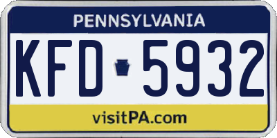 PA license plate KFD5932