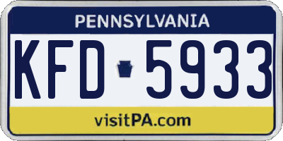 PA license plate KFD5933