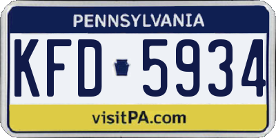 PA license plate KFD5934