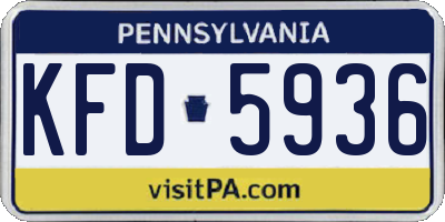 PA license plate KFD5936