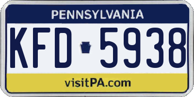 PA license plate KFD5938