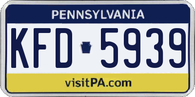 PA license plate KFD5939