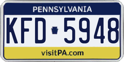 PA license plate KFD5948