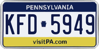 PA license plate KFD5949