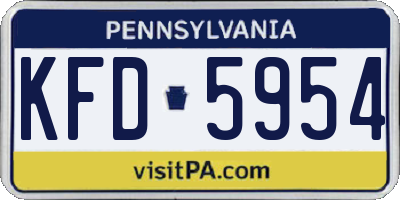 PA license plate KFD5954
