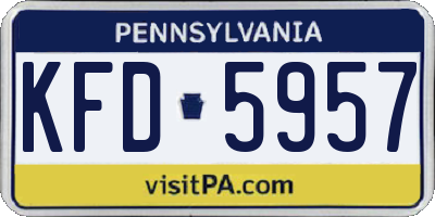 PA license plate KFD5957