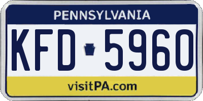 PA license plate KFD5960