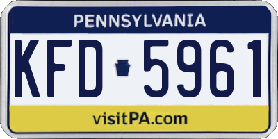 PA license plate KFD5961