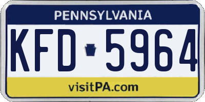 PA license plate KFD5964