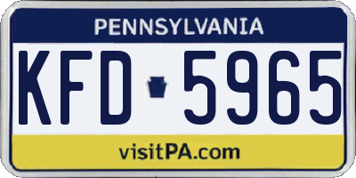 PA license plate KFD5965