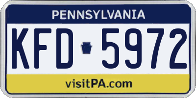 PA license plate KFD5972