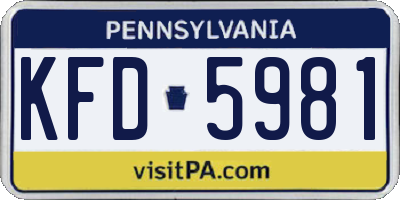 PA license plate KFD5981