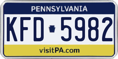 PA license plate KFD5982