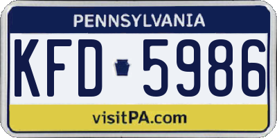 PA license plate KFD5986
