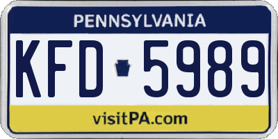 PA license plate KFD5989