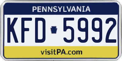 PA license plate KFD5992
