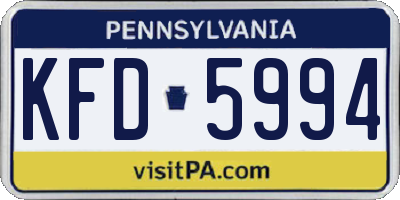 PA license plate KFD5994