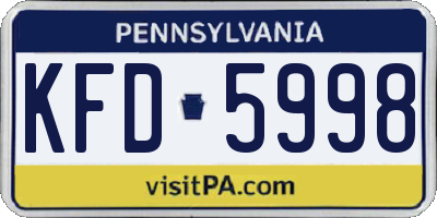 PA license plate KFD5998